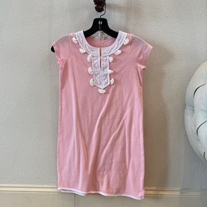 Girl’s Crew Cuts pink cotton size 8 A-line dress with tassel detail at neck